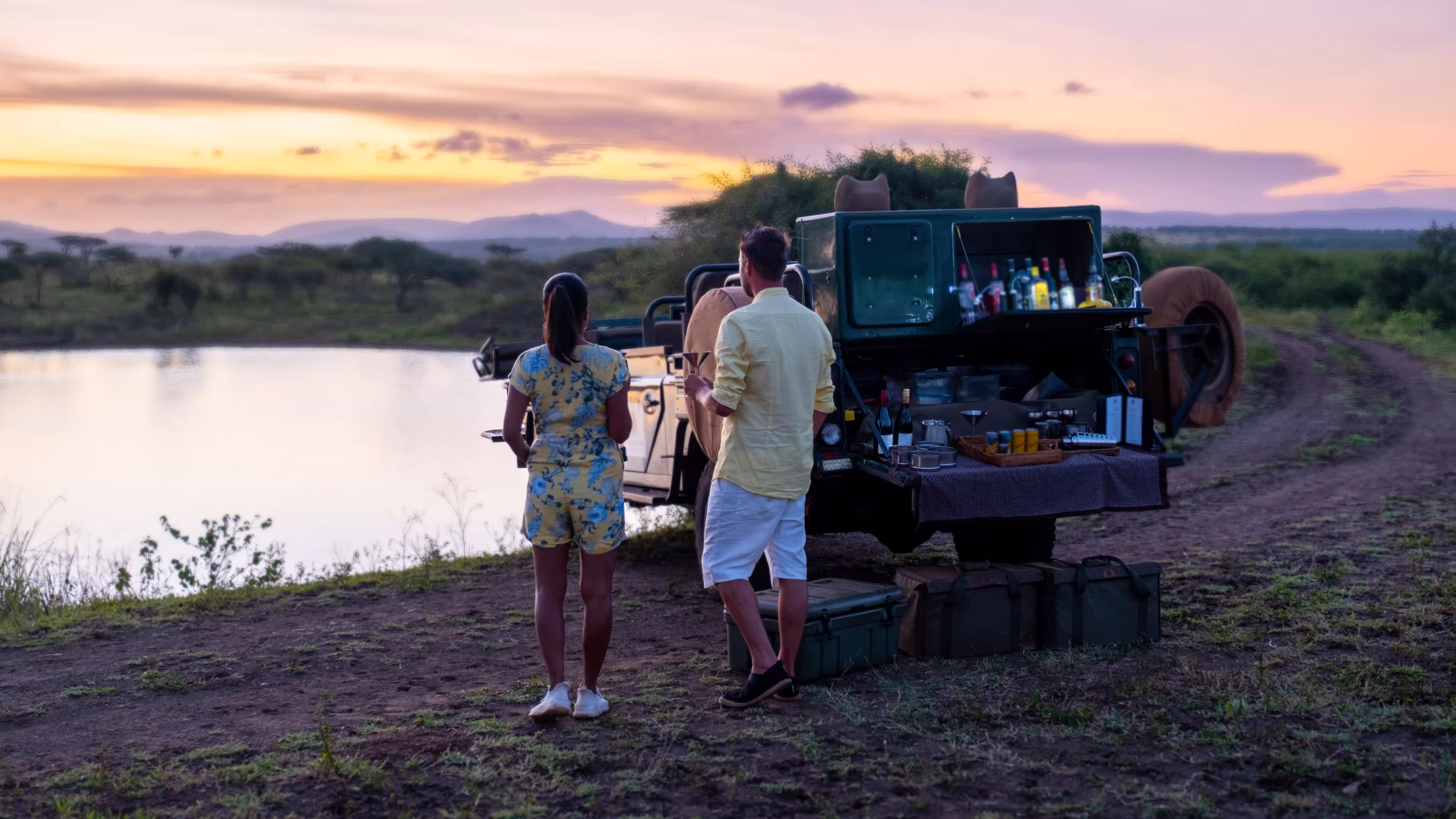 Sundowner drinks at sunset